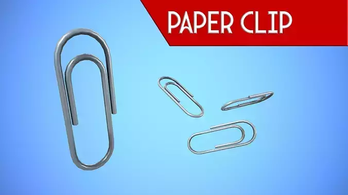 PAPER CLIP CARTOON STYLIZED Low-poly 3D model