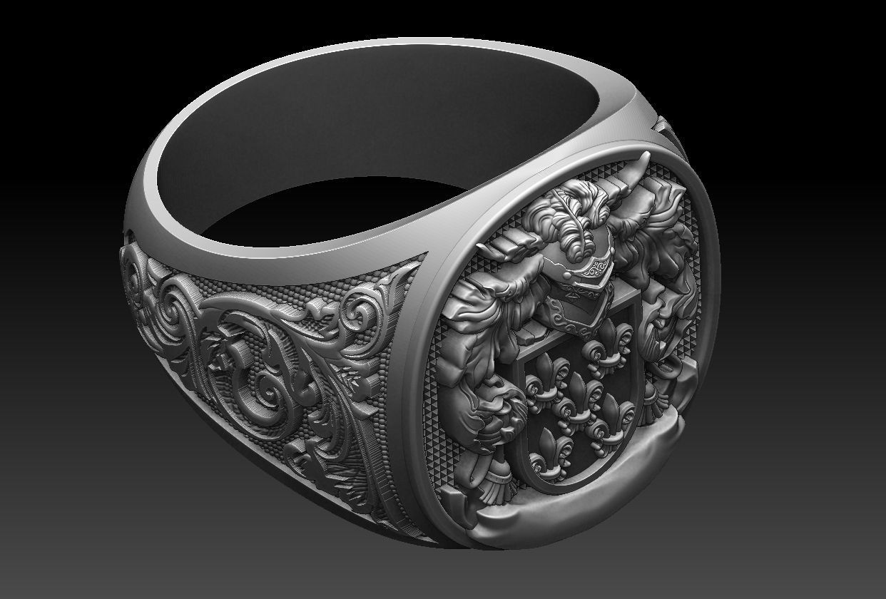 Coat of Arms Family Ring 3D print model_21