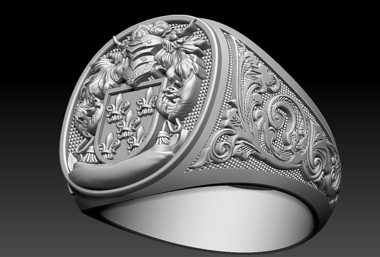Coat of Arms Family Ring 3D print model_9