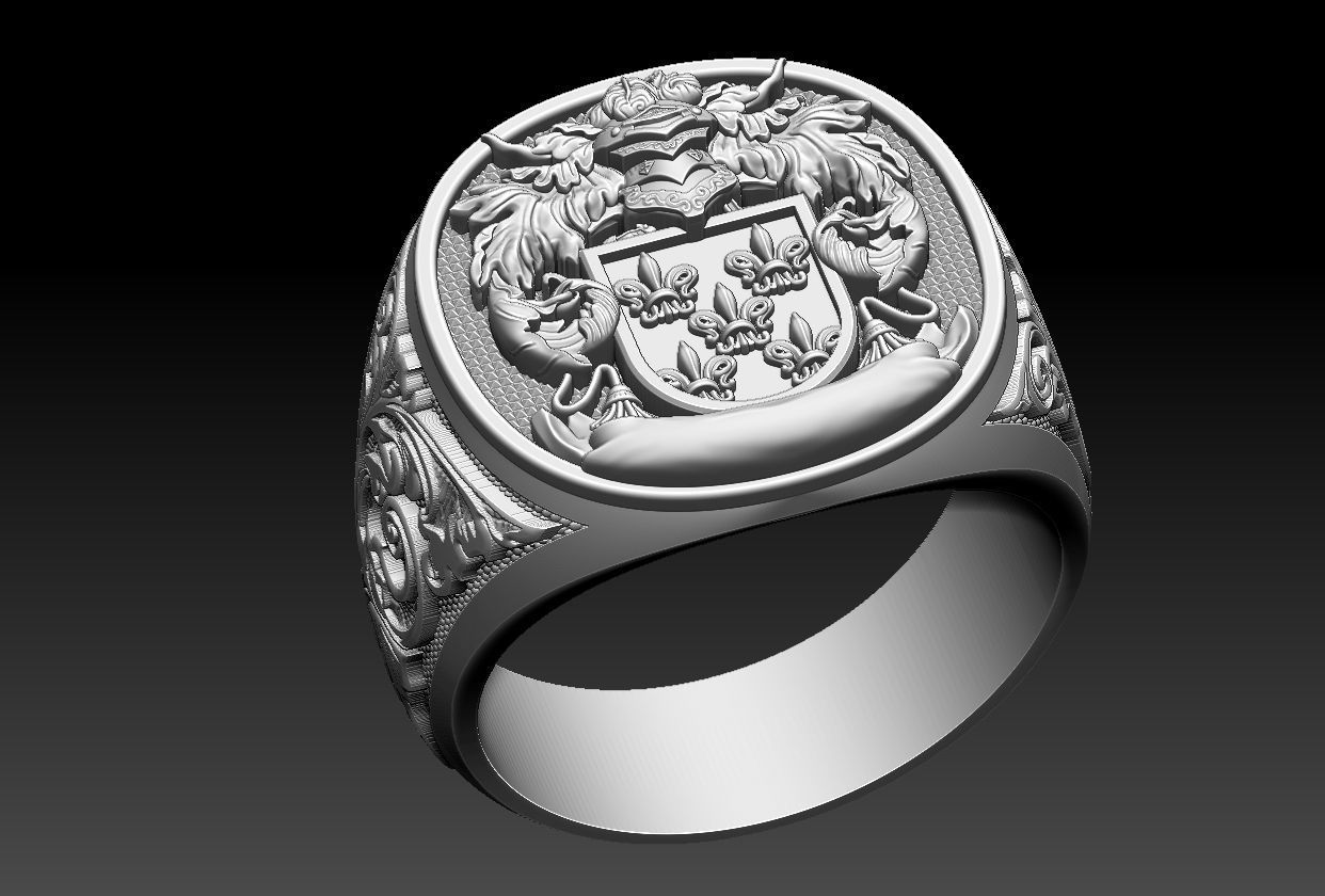 Coat of Arms Family Ring 3D print model_8