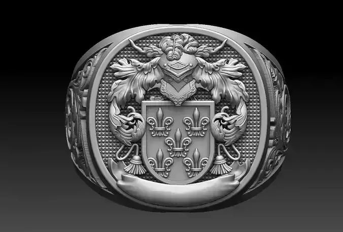 Coat of Arms Family Ring 3D print model