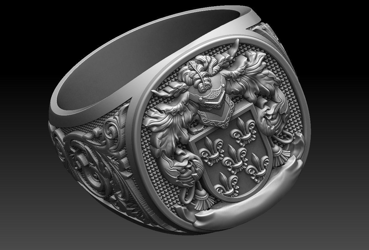 Coat of Arms Family Ring 3D print model_7