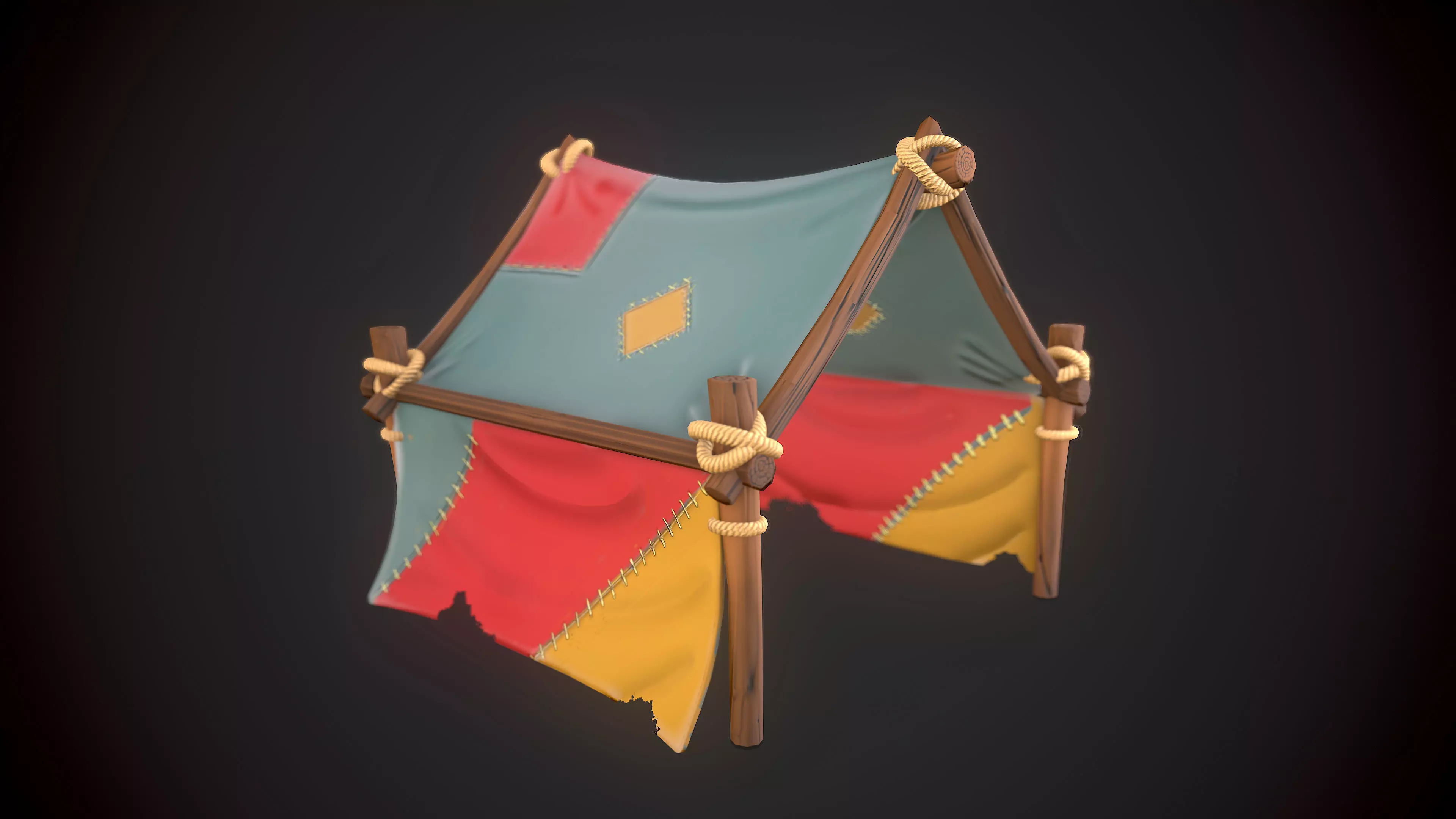 Stylized Tent Low-poly 3D model