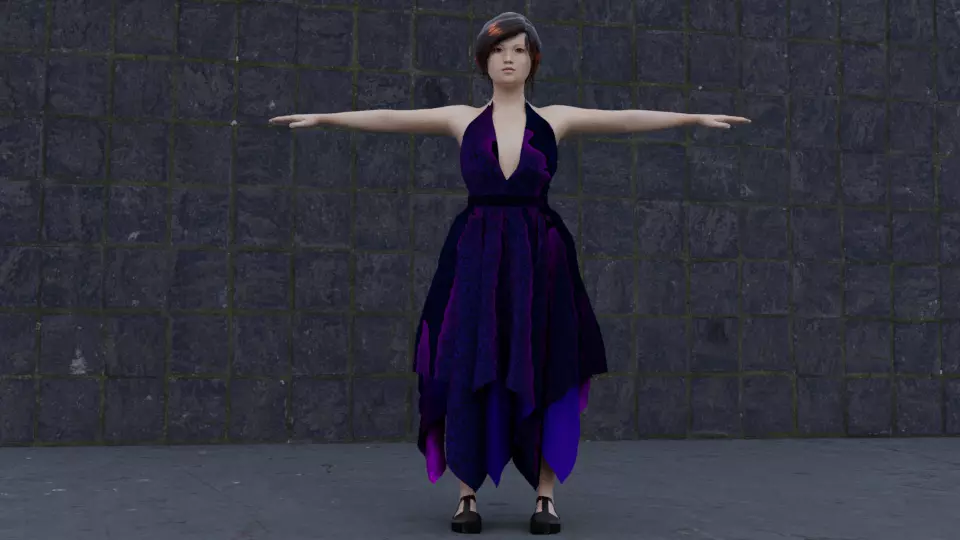 The female model is rigged with high quality Low-poly 3D model_0