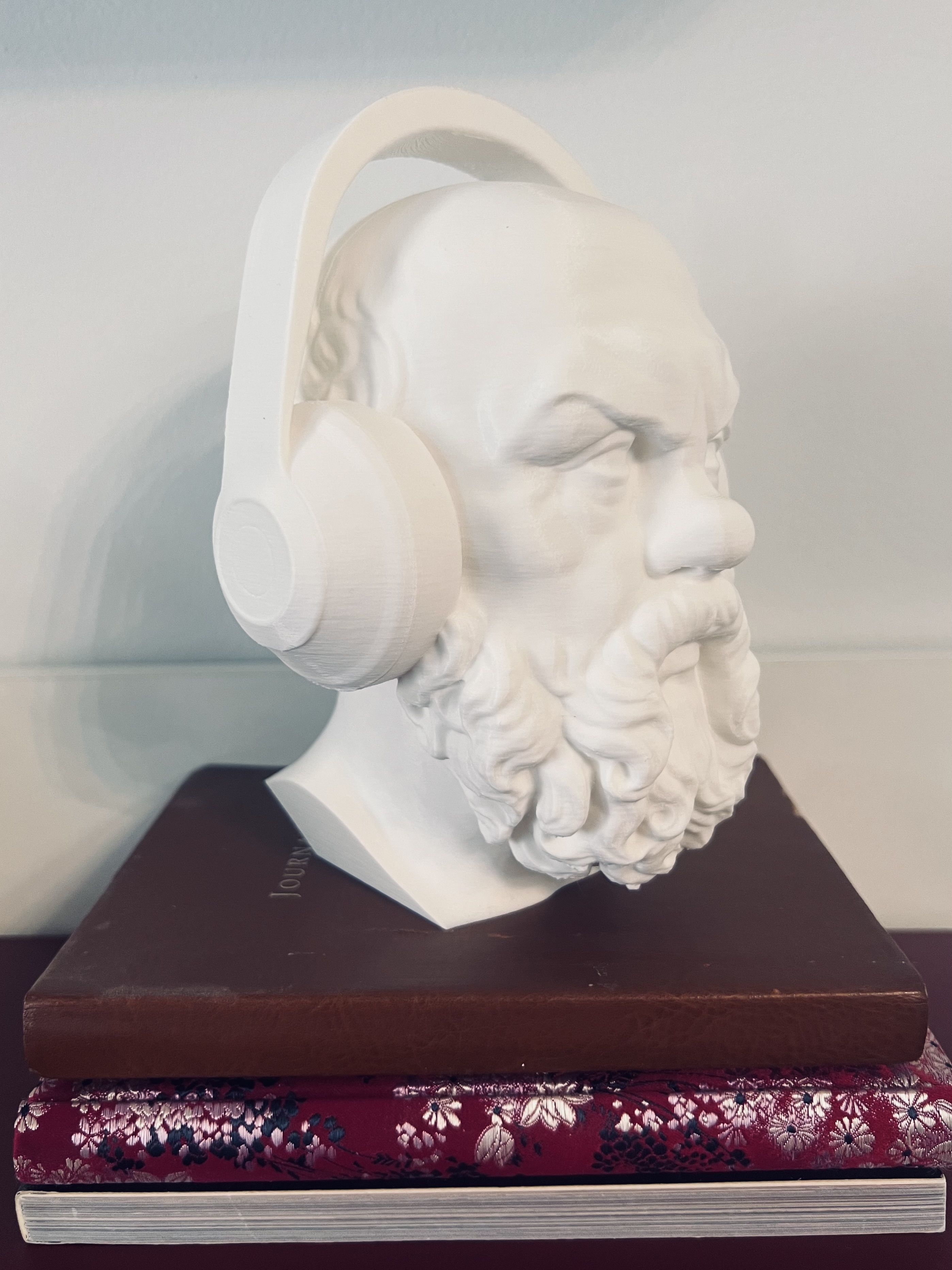 Socrates Sculpture with Headphones 3D print model_1
