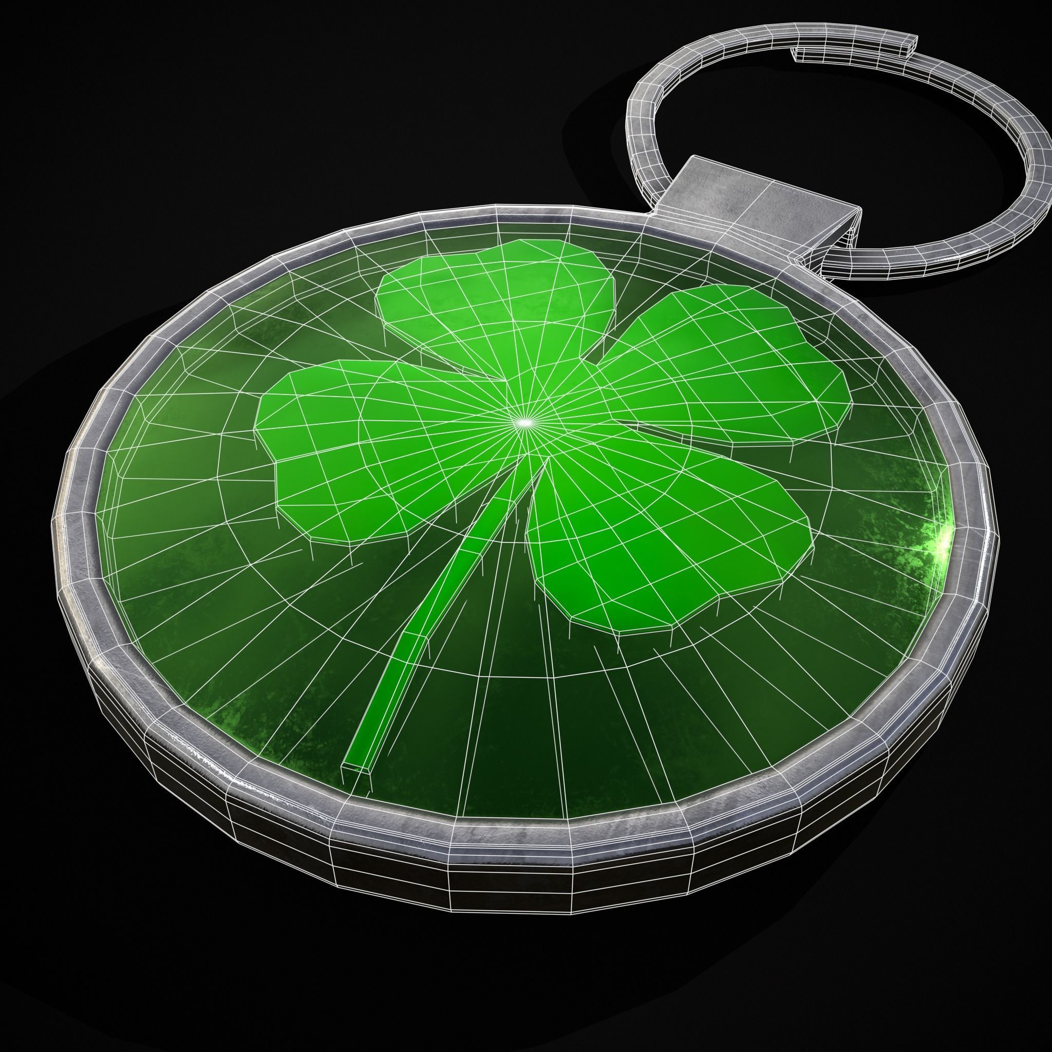 Clover Key Ring Low-poly 3D model_34