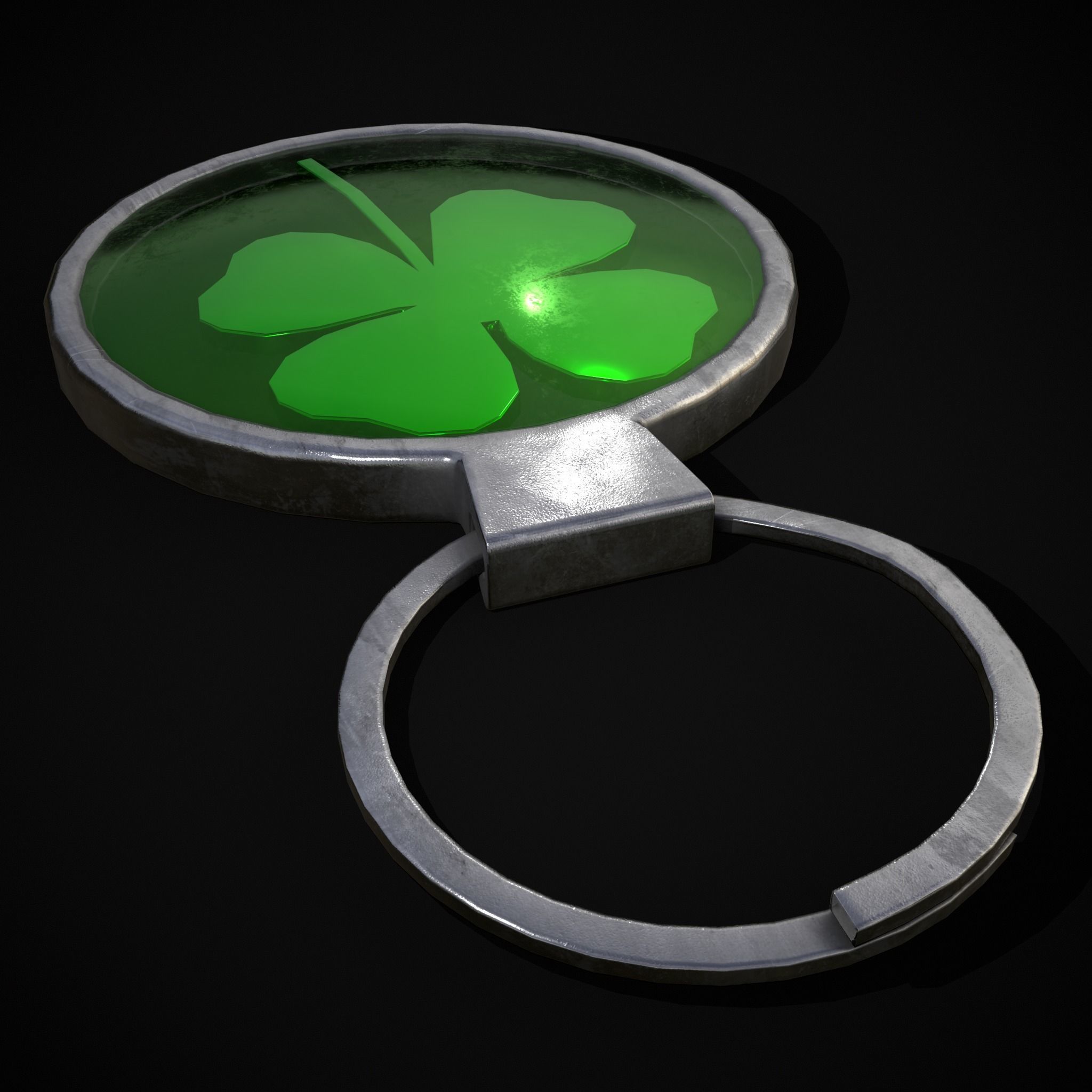 Clover Key Ring Low-poly 3D model_9