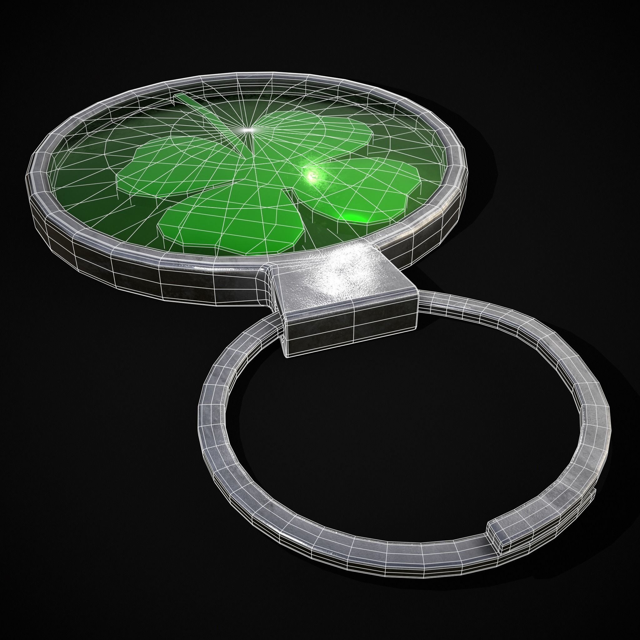 Clover Key Ring Low-poly 3D model_10