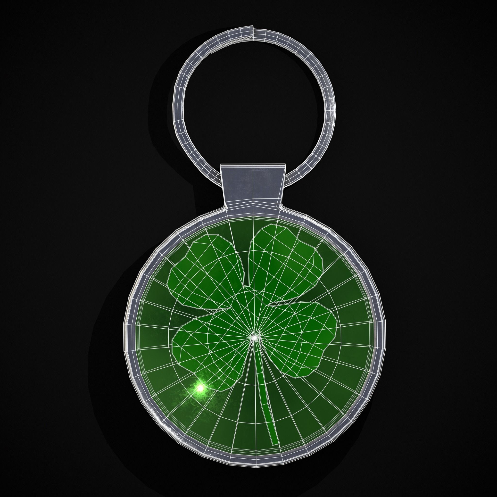 Clover Key Ring Low-poly 3D model_4