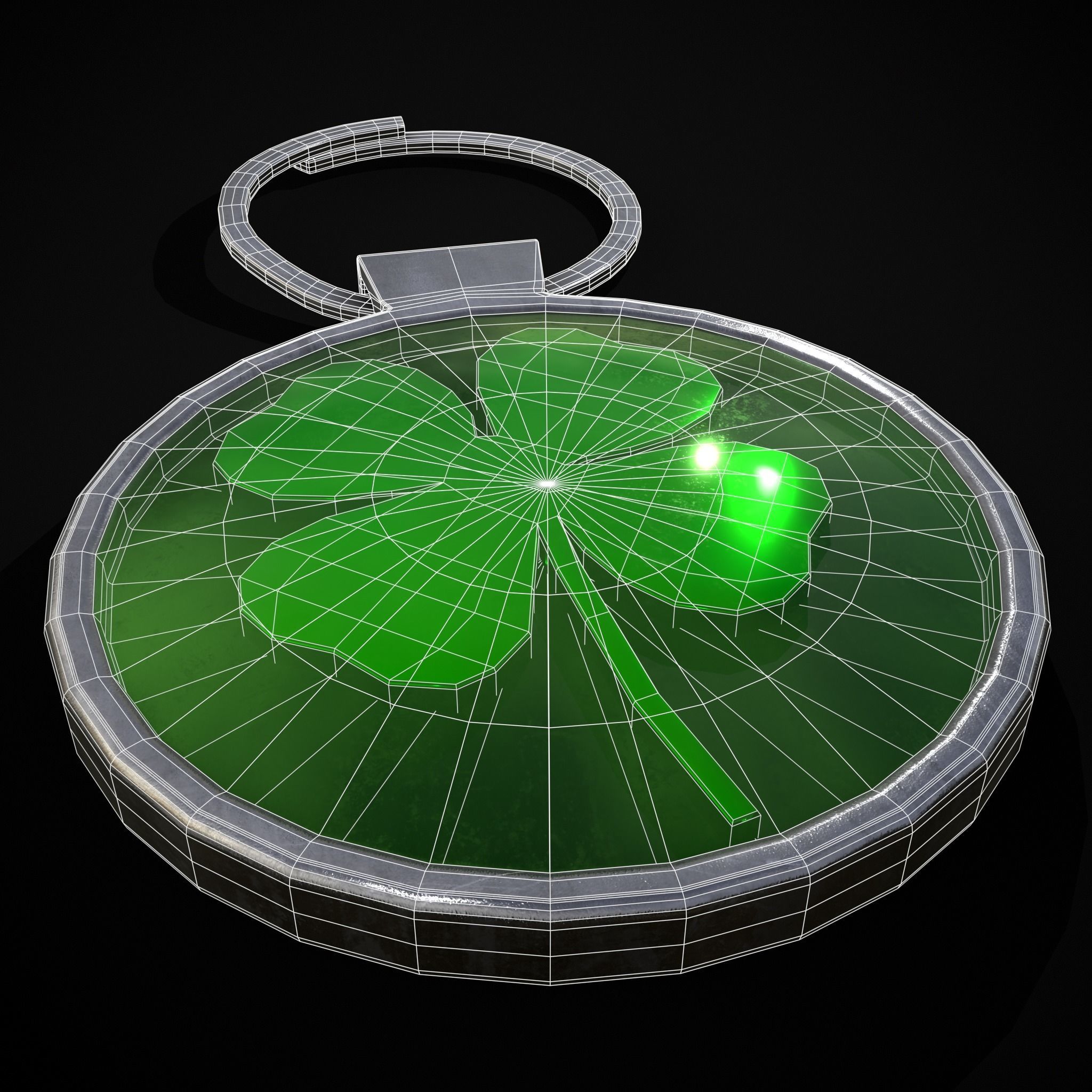 Clover Key Ring Low-poly 3D model_18