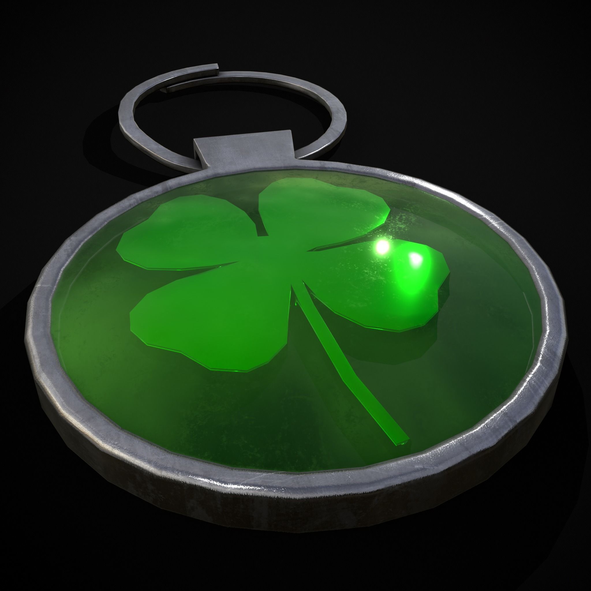 Clover Key Ring Low-poly 3D model_17