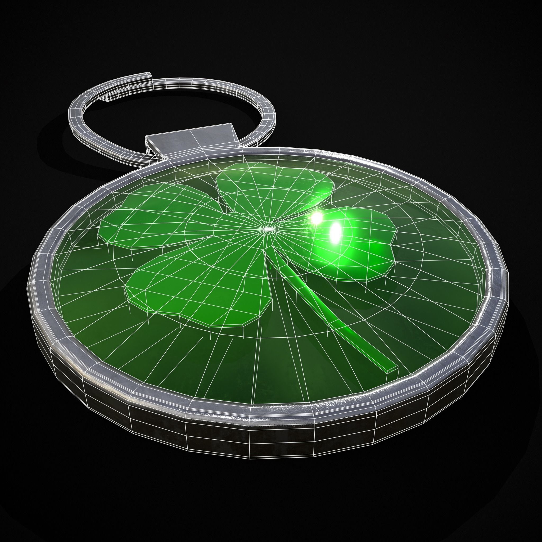 Clover Key Ring Low-poly 3D model_2