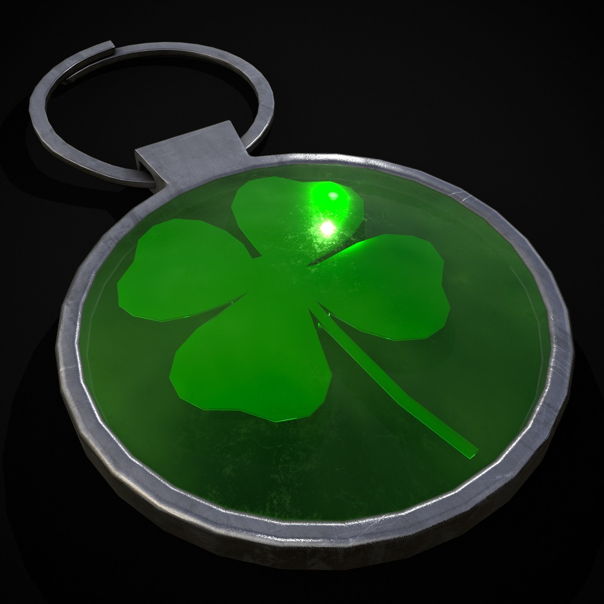 Clover Key Ring Low-poly 3D model_7
