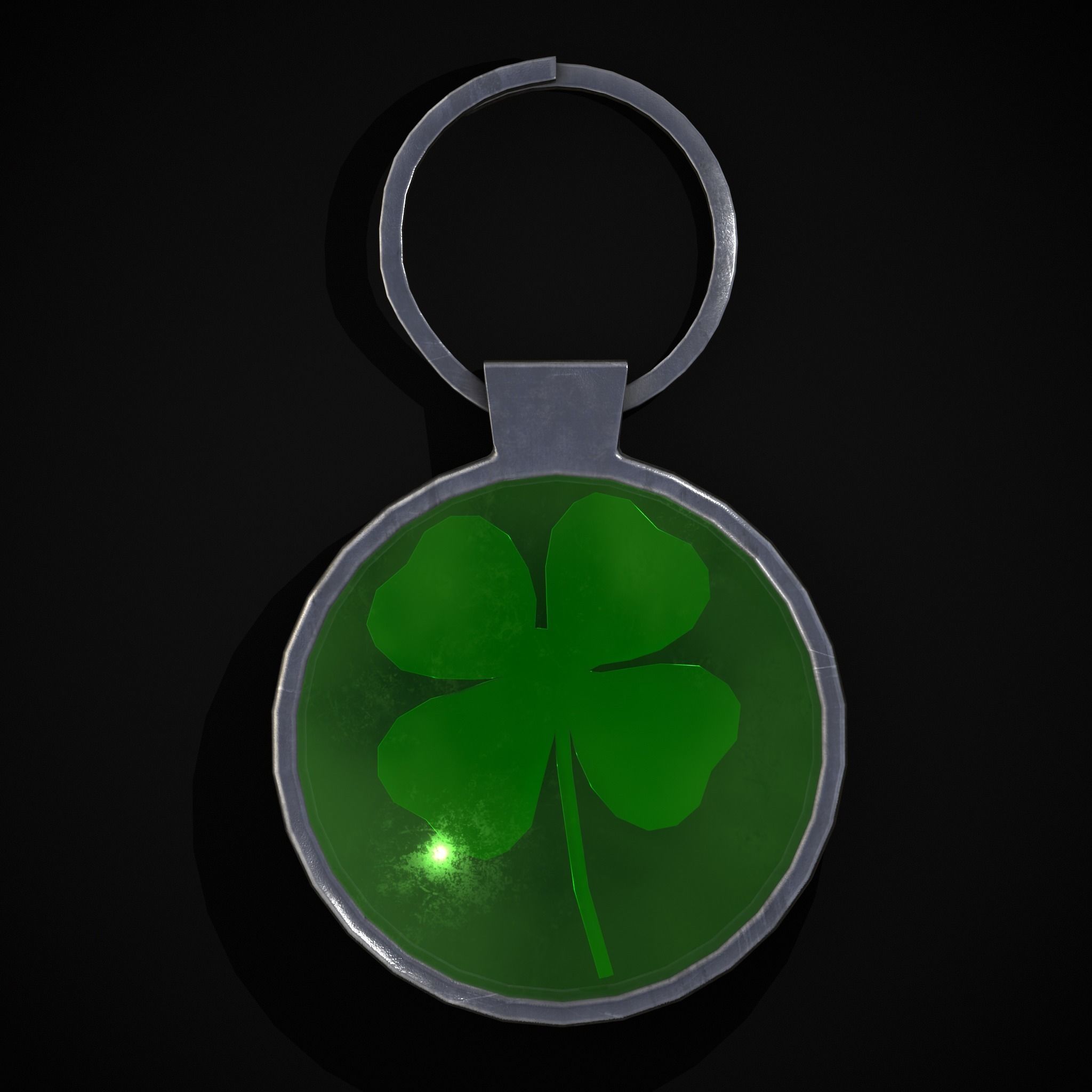 Clover Key Ring Low-poly 3D model_3