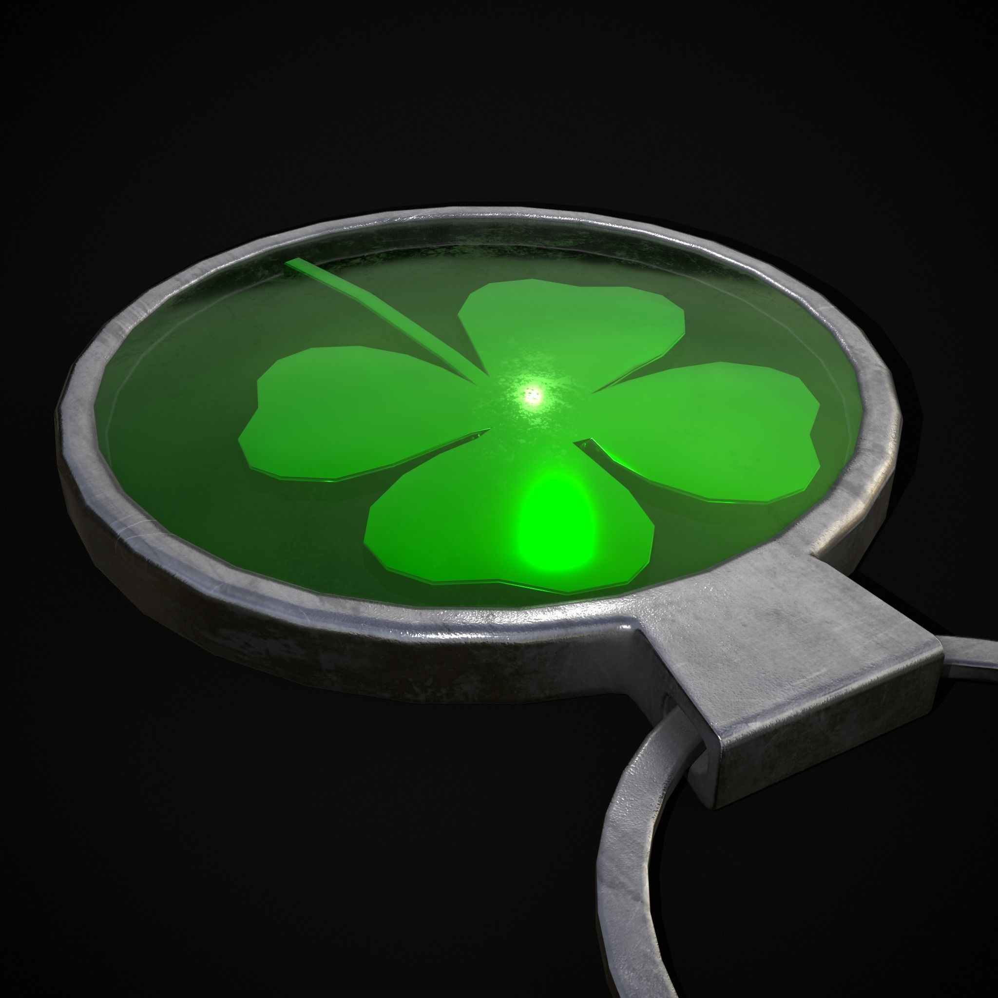 Clover Key Ring Low-poly 3D model_5