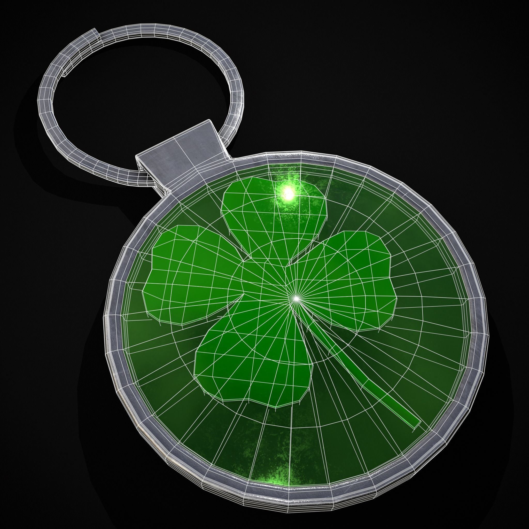 Clover Key Ring Low-poly 3D model_40
