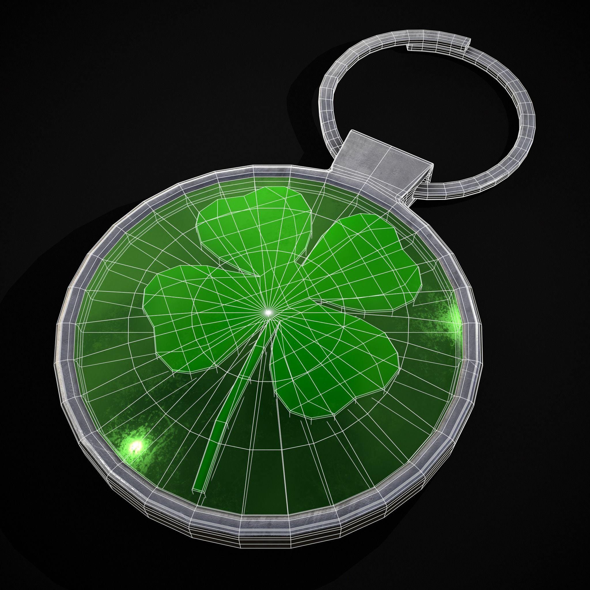 Clover Key Ring Low-poly 3D model_24
