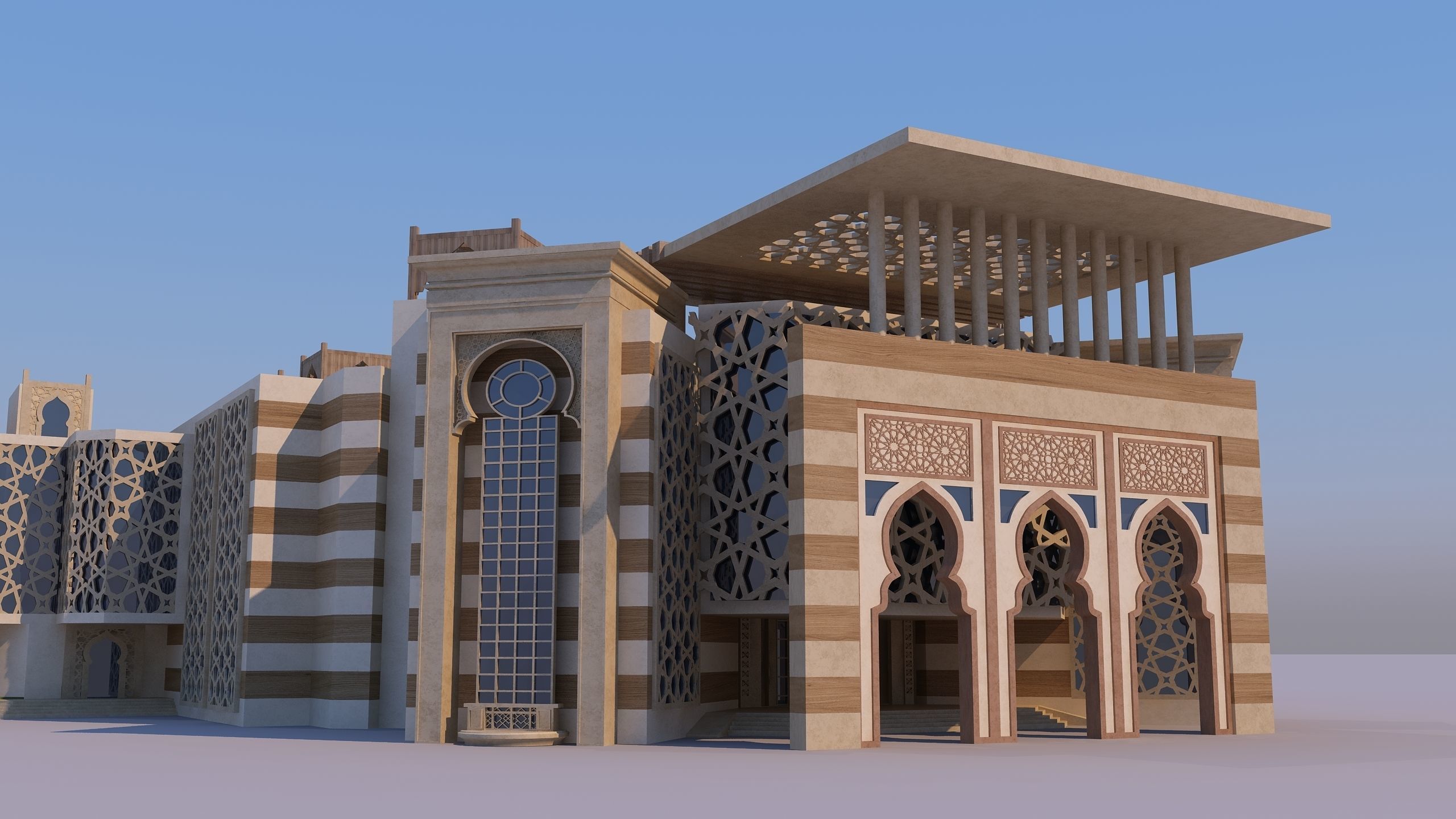 0165 - Islamic Facade Building 3D model_4