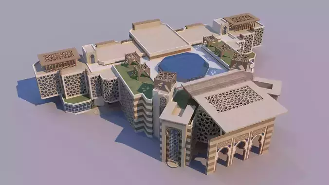 0165 - Islamic Facade Building 3D model