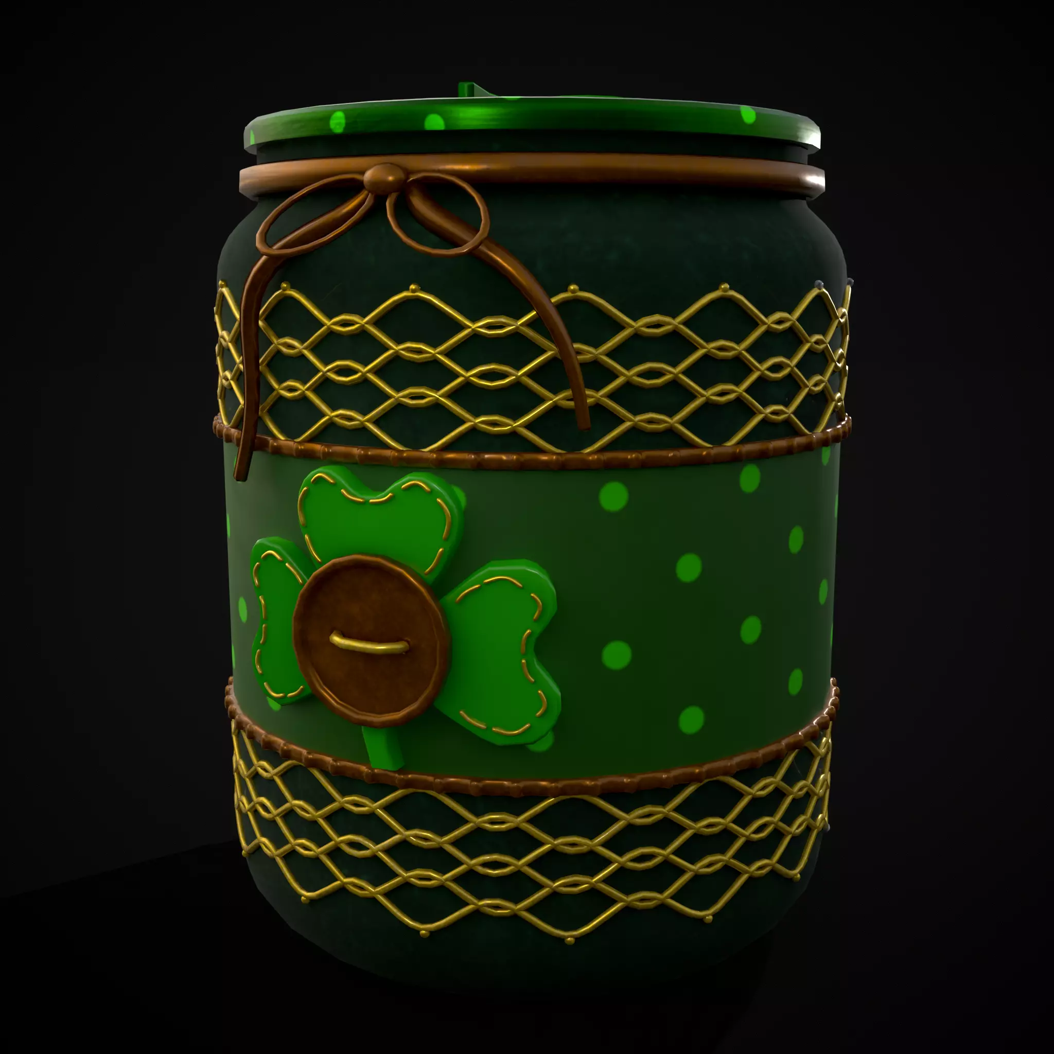 St Patrick Clover Jar Low-poly 3D model