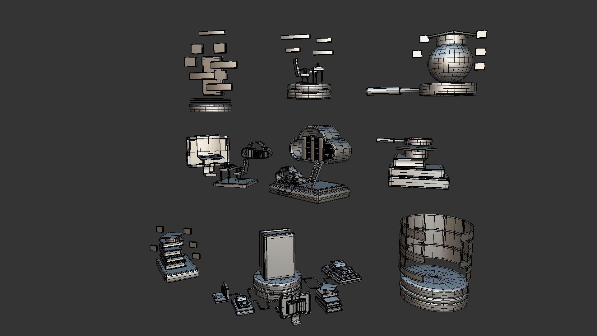 3D Button Collections9 Low-poly 3D model_6