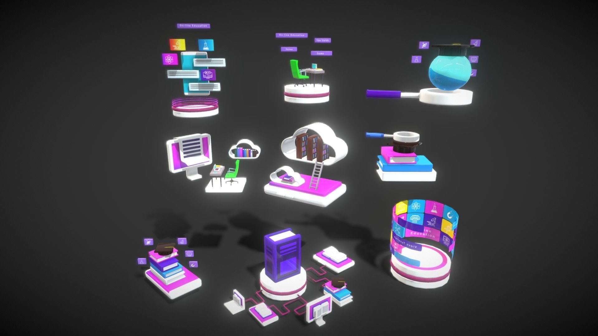 3D Button Collections9 Low-poly 3D model_11