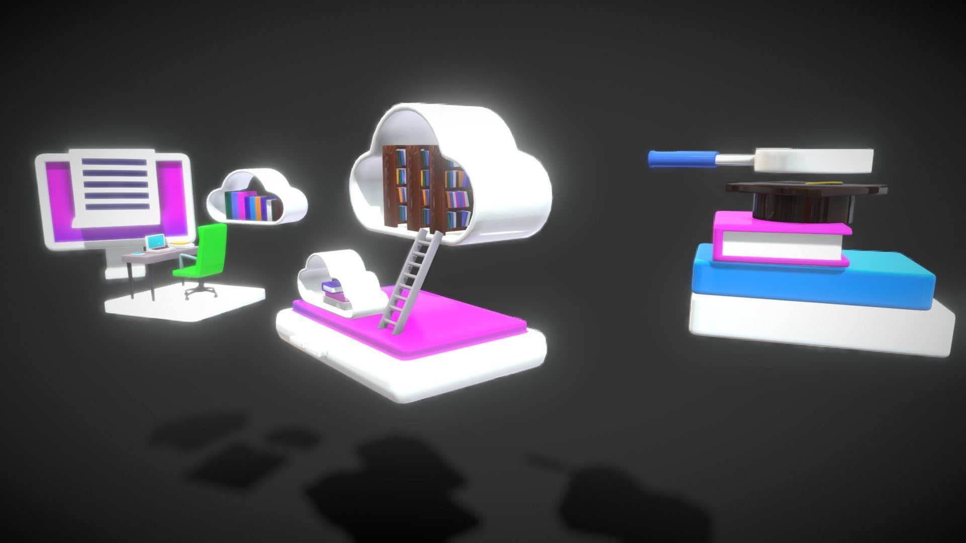 3D Button Collections9 Low-poly 3D model_9
