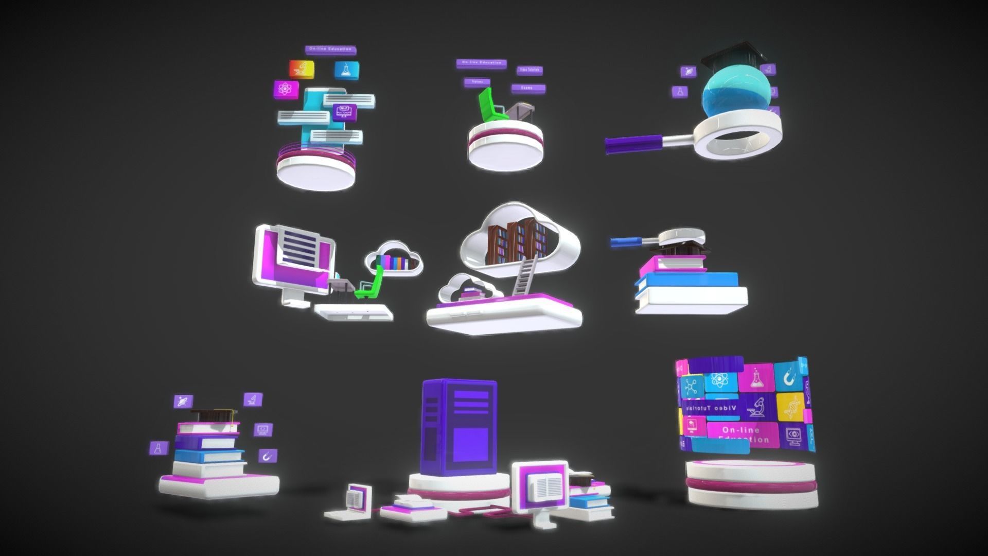 3D Button Collections9 Low-poly 3D model_1