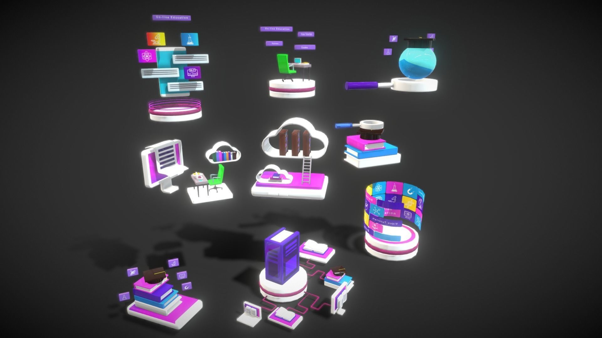 3D Button Collections9 Low-poly 3D model_4