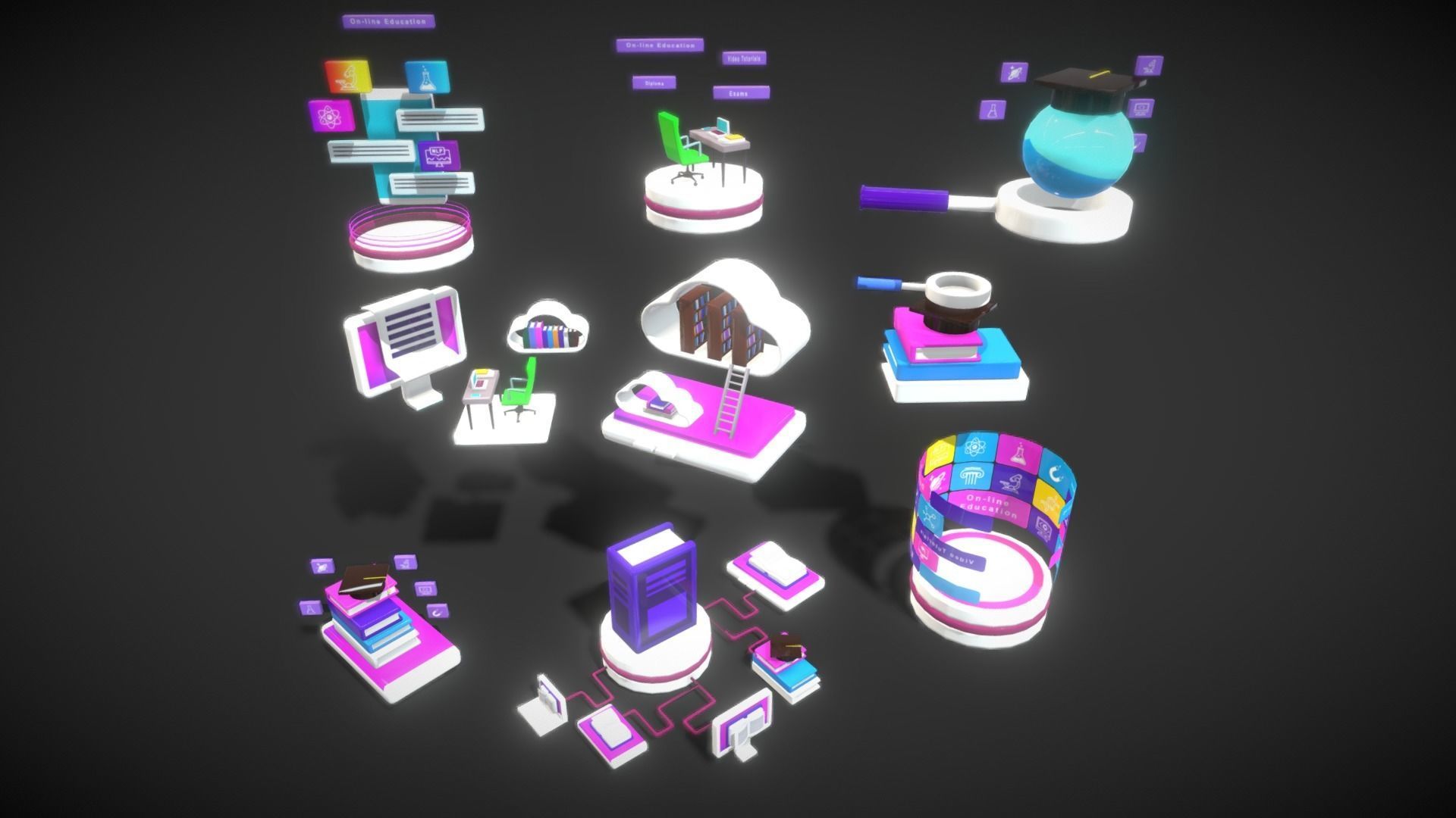 3D Button Collections9 Low-poly 3D model_3