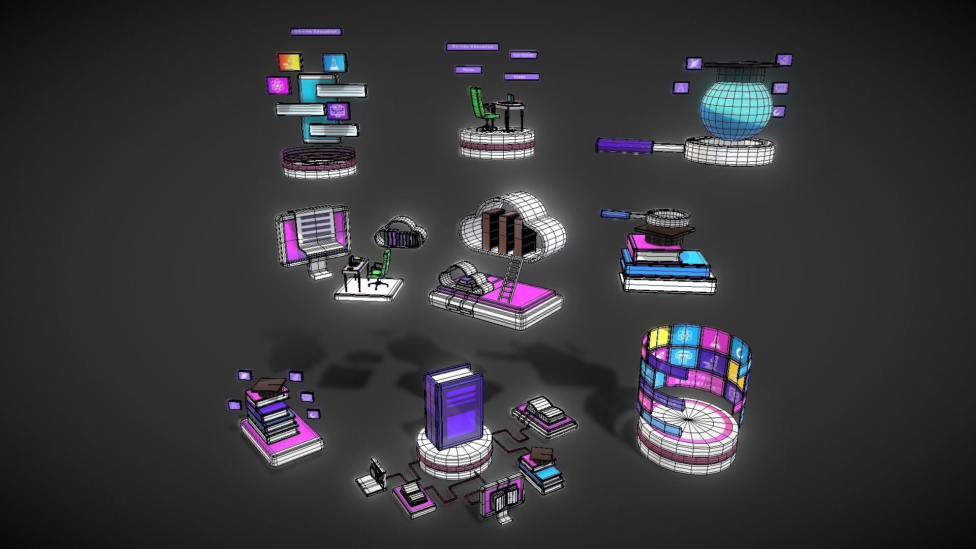 3D Button Collections9 Low-poly 3D model_5