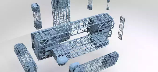 Sci Fi Ship Docking Gridding Collection 1 3D model