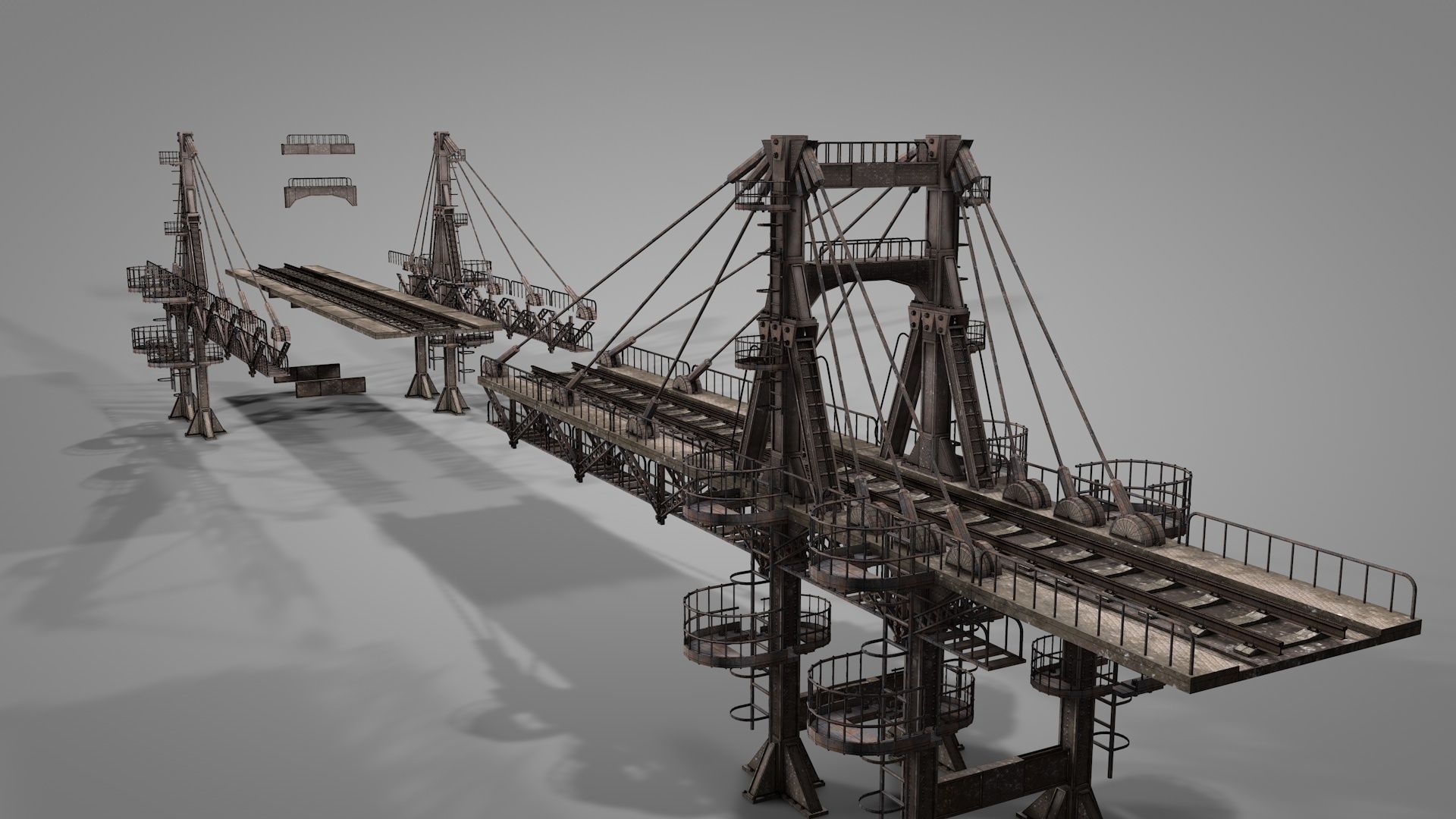 Railway Suspension Bridge 3D model_21