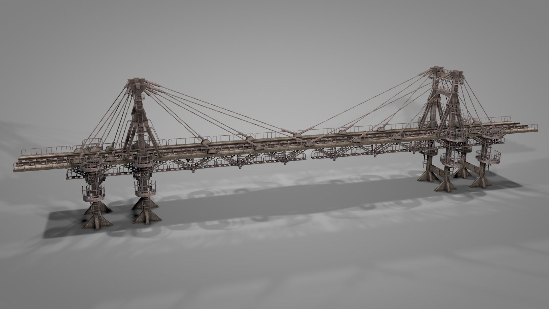 Railway Suspension Bridge 3D model_7