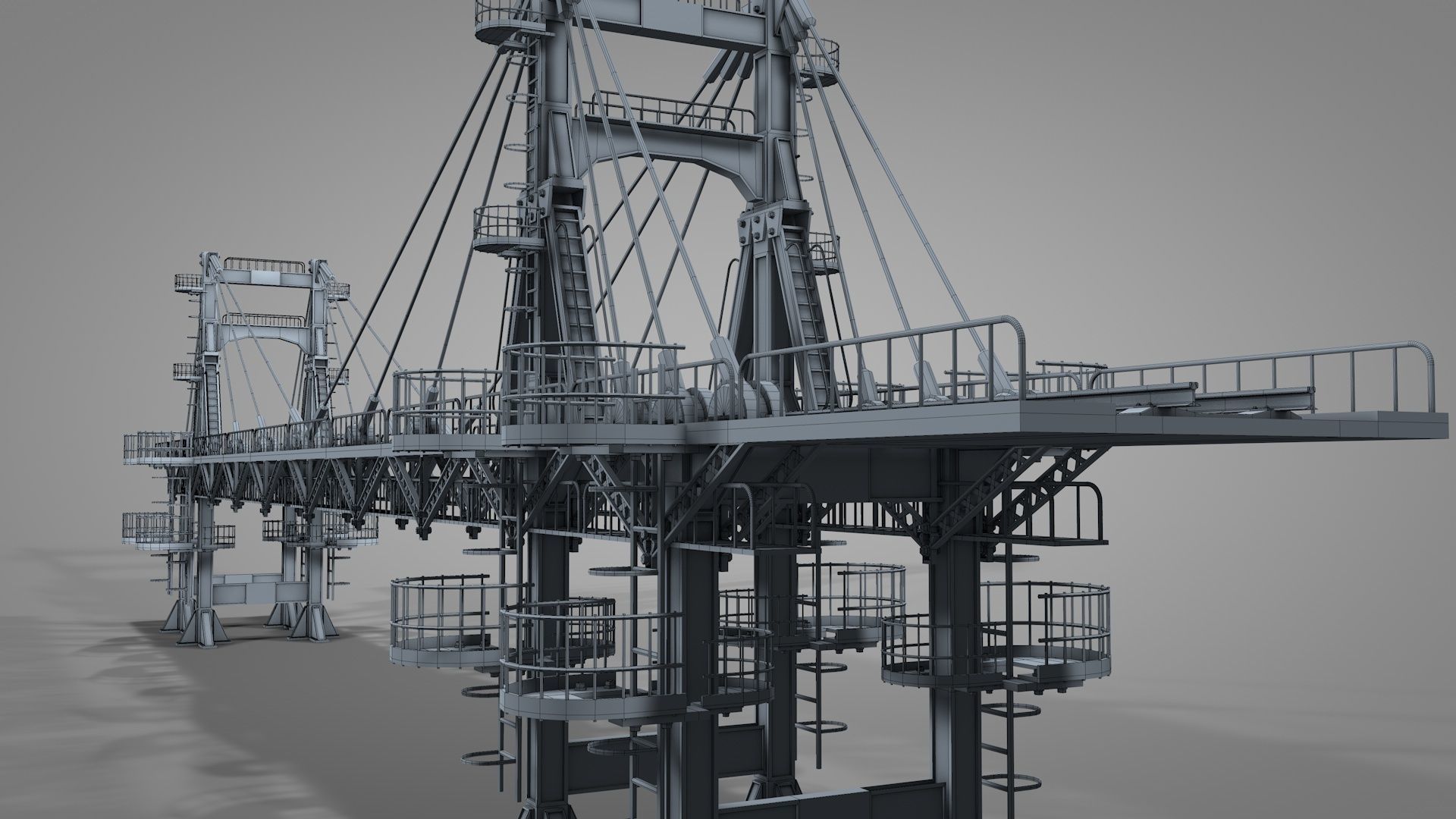 Railway Suspension Bridge 3D model_15