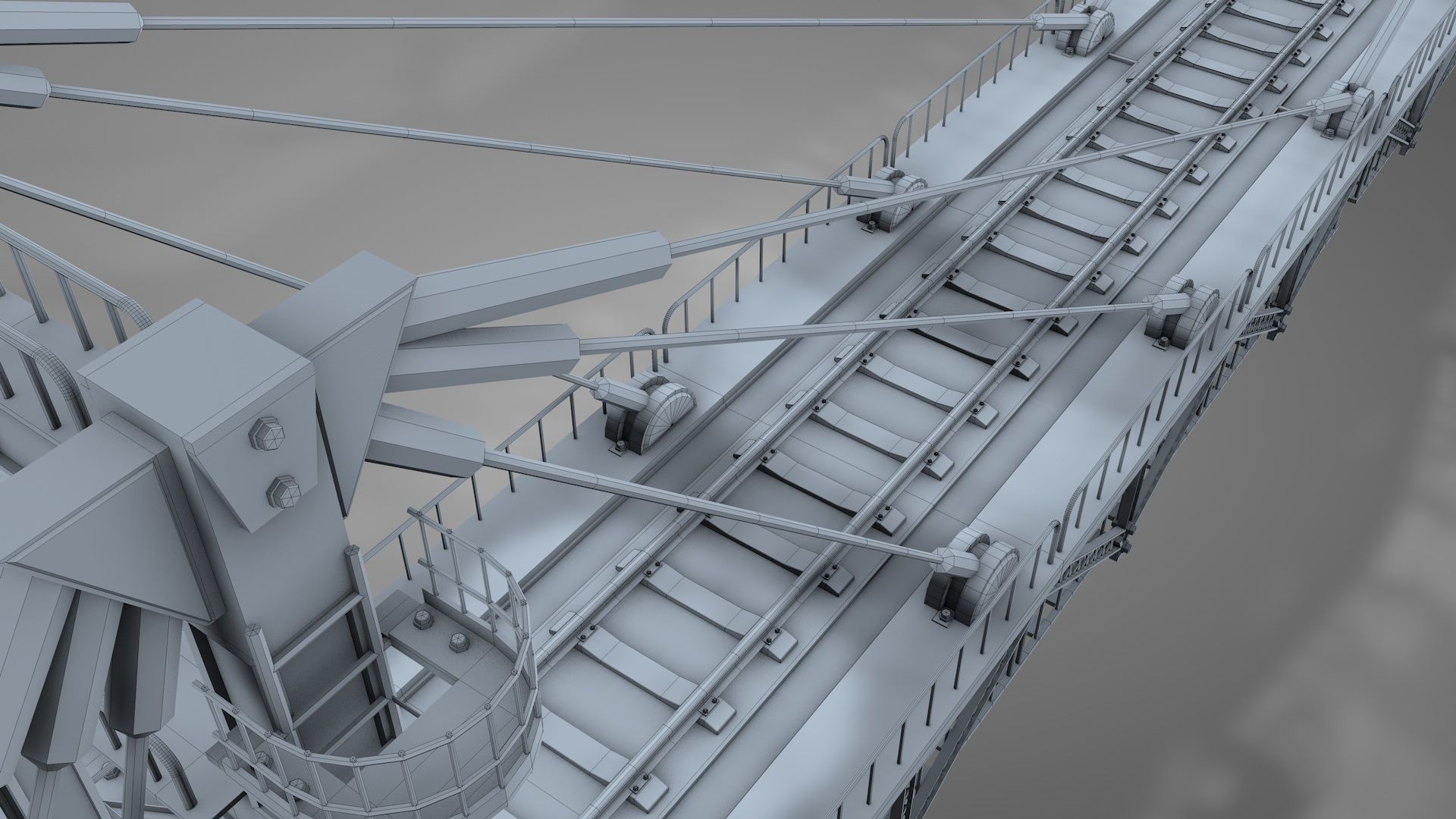 Railway Suspension Bridge 3D model_12