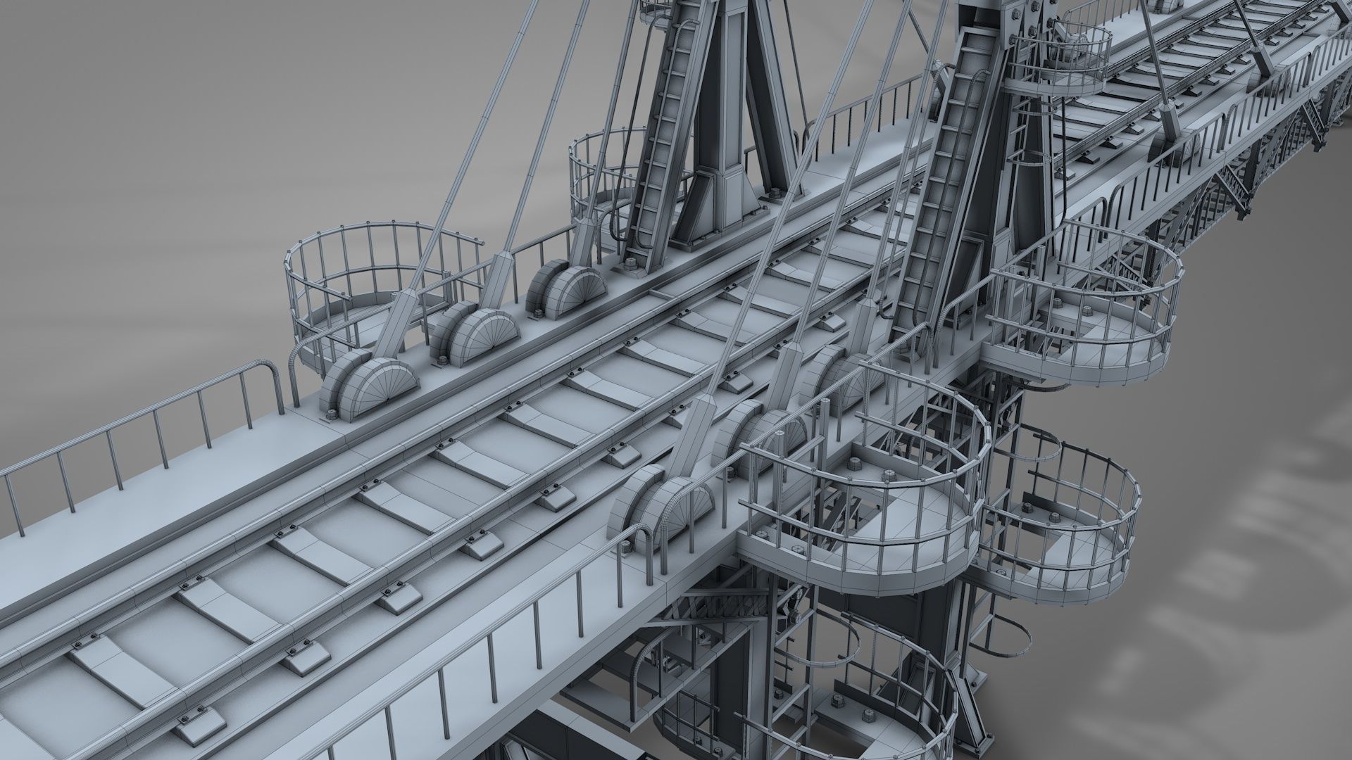 Railway Suspension Bridge 3D model_11