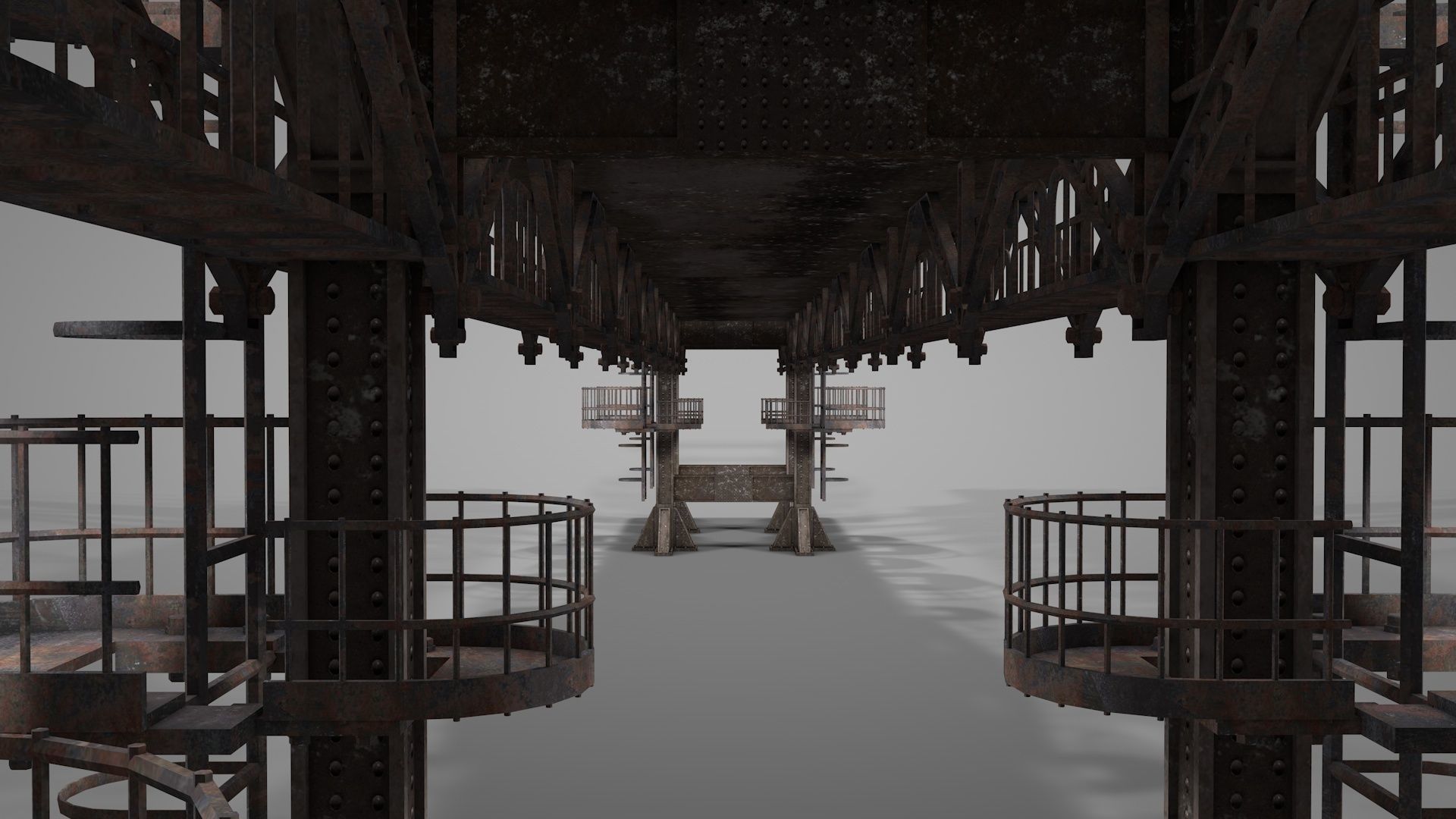 Railway Suspension Bridge 3D model_9