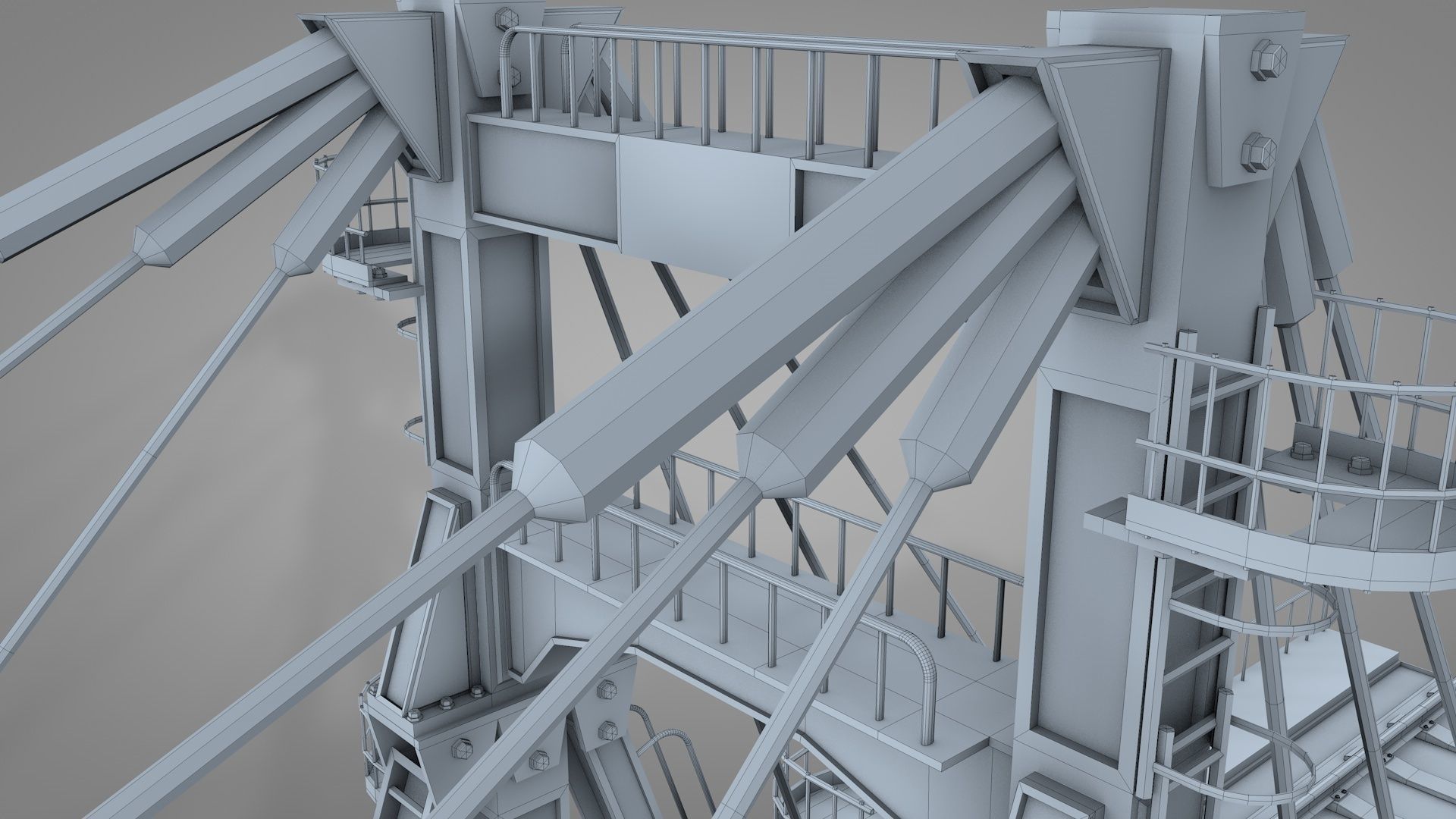 Railway Suspension Bridge 3D model_14