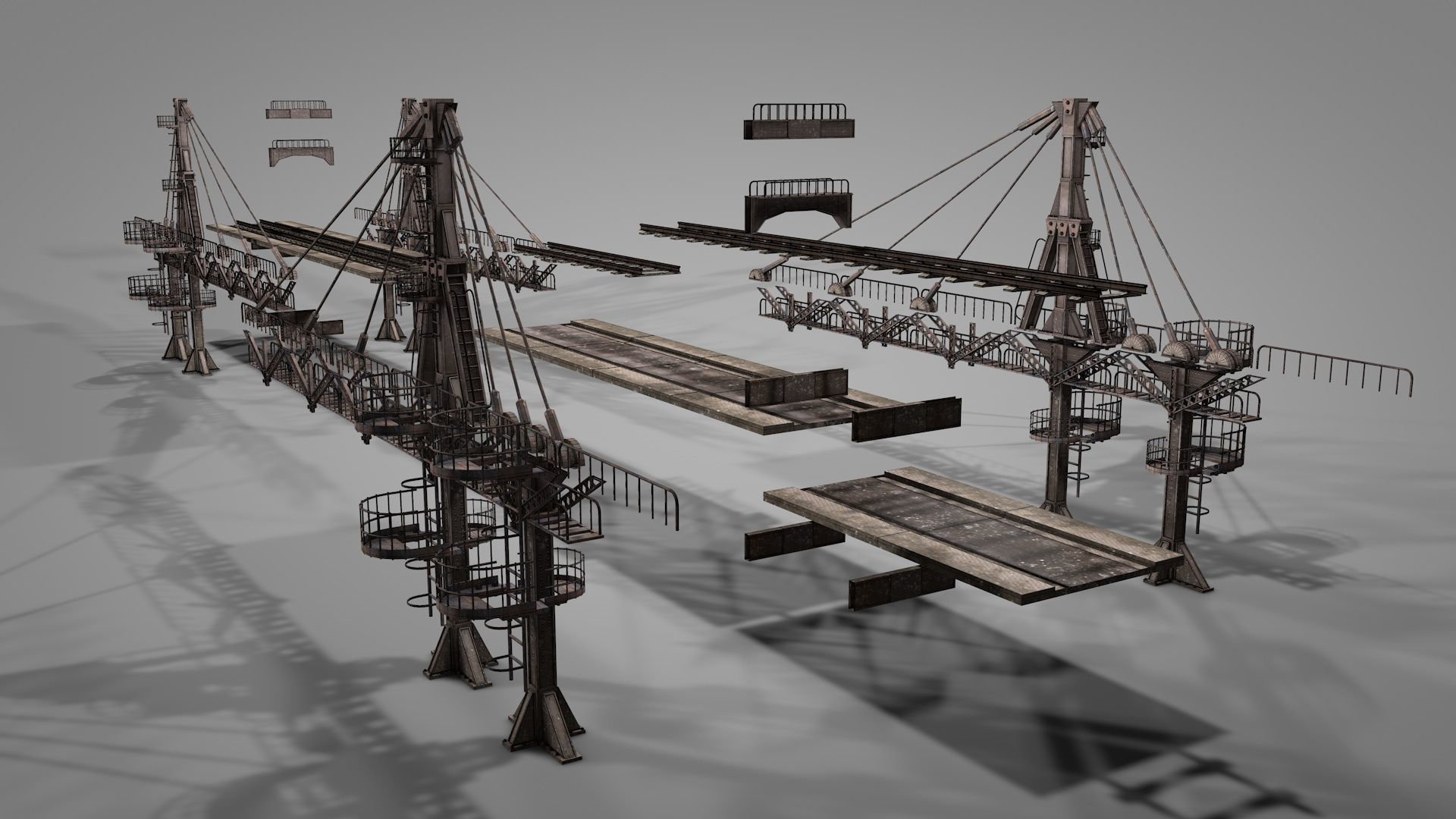 Railway Suspension Bridge 3D model_22