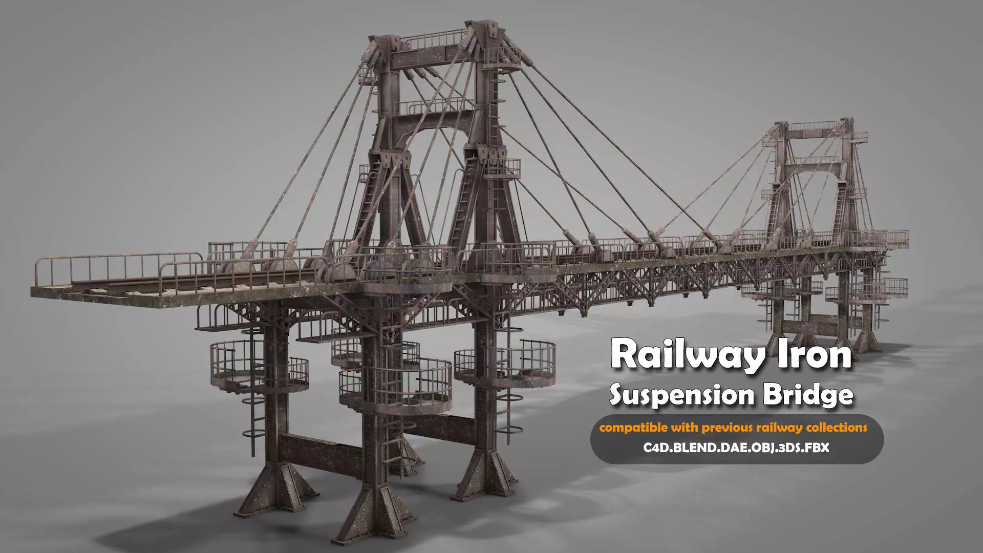 Railway Suspension Bridge 3D model_0