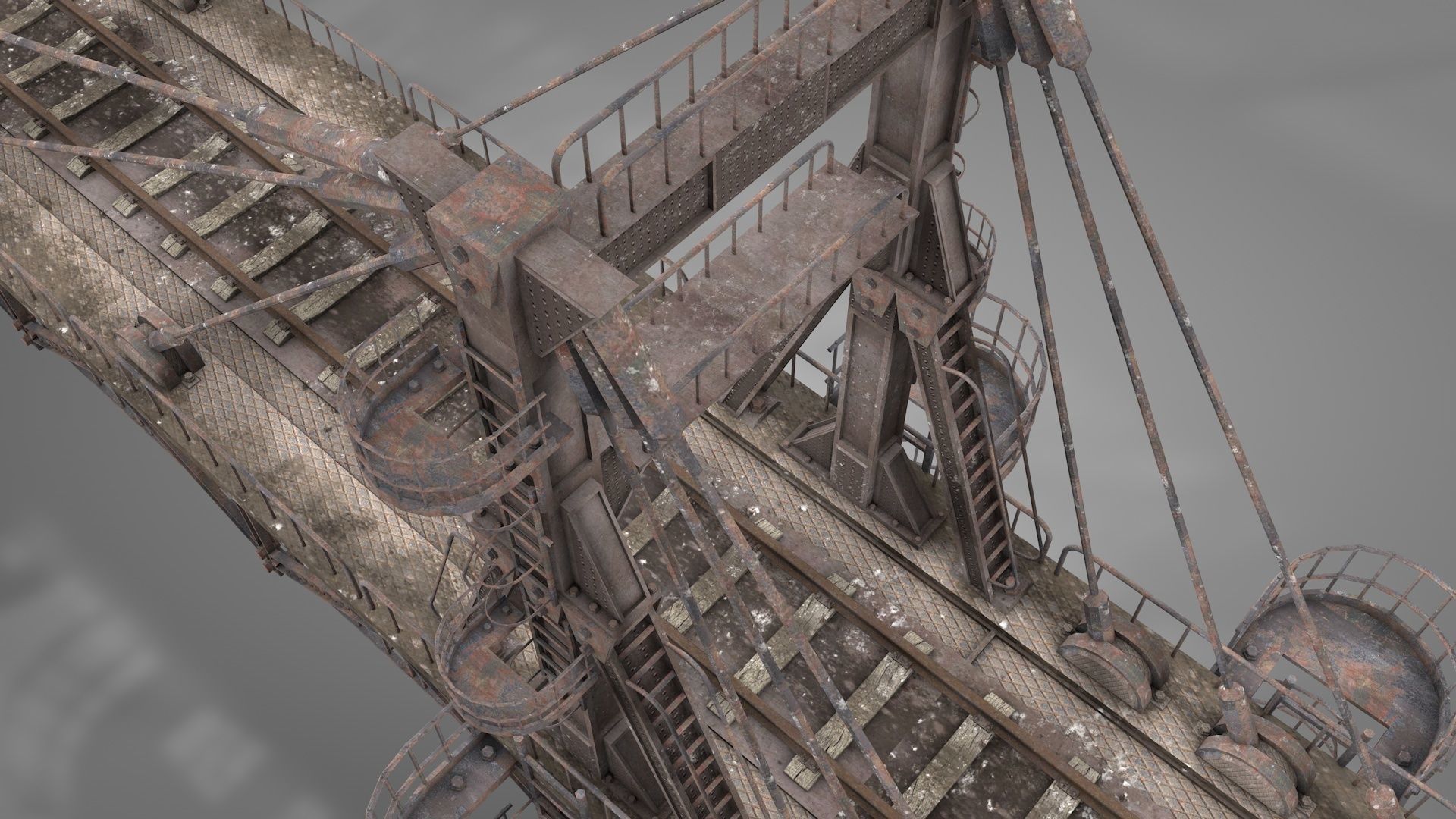 Railway Suspension Bridge 3D model_5