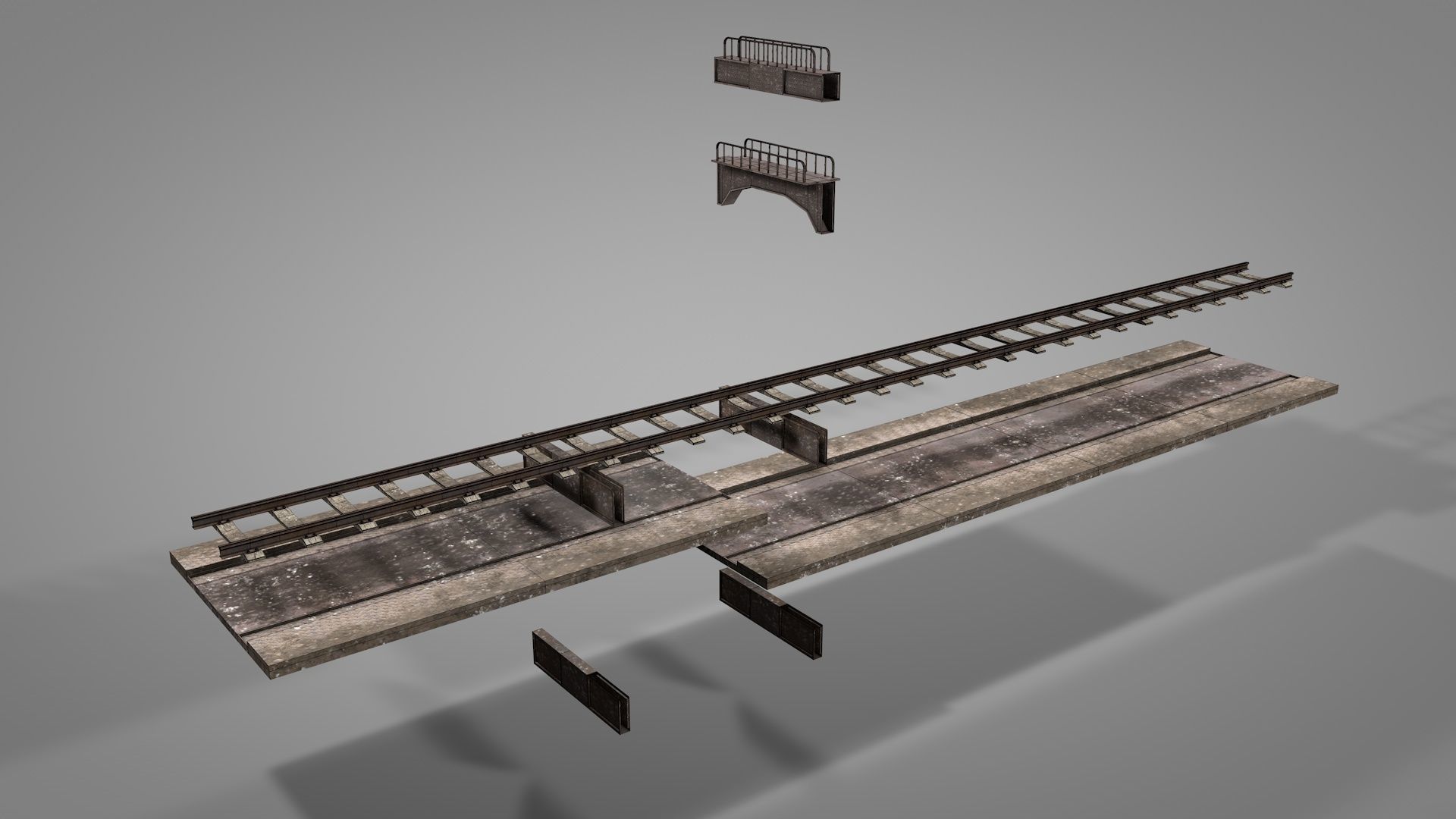 Railway Suspension Bridge 3D model_17