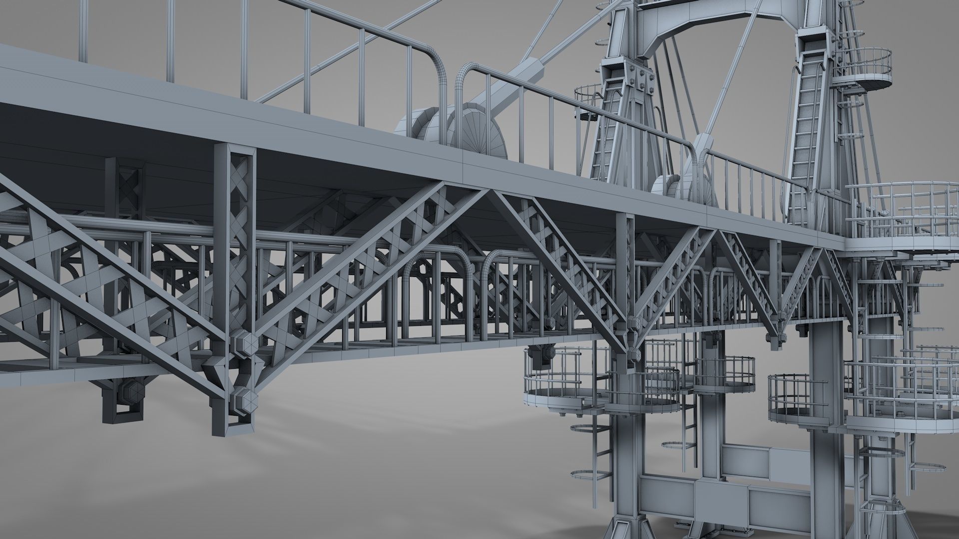 Railway Suspension Bridge 3D model_13