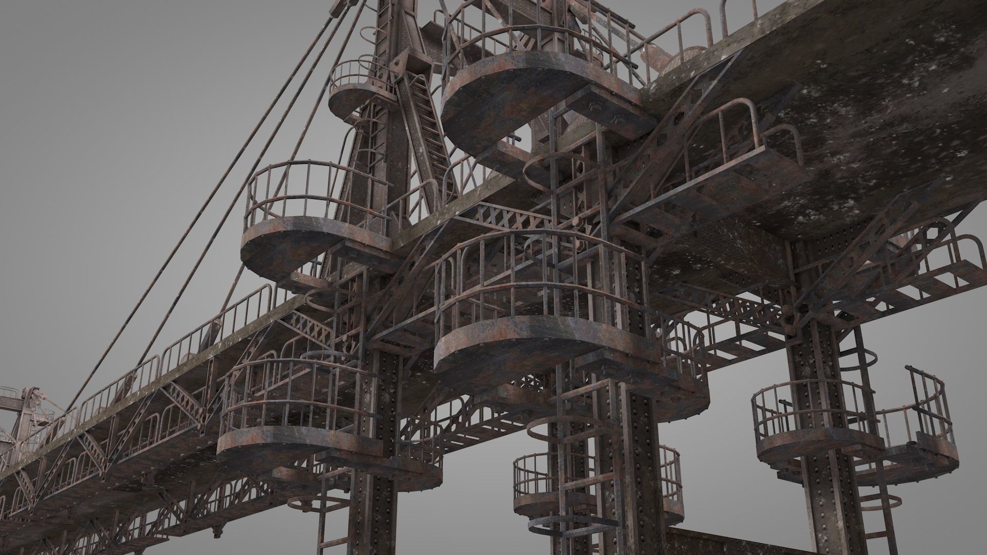 Railway Suspension Bridge 3D model_4