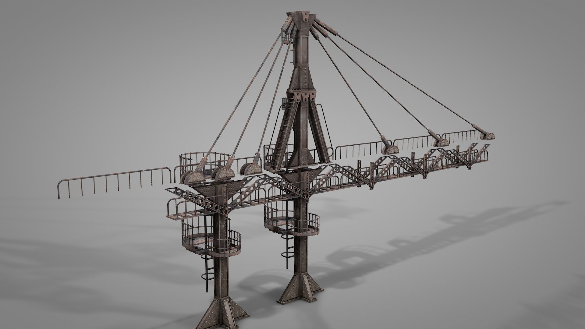 Railway Suspension Bridge 3D model_18