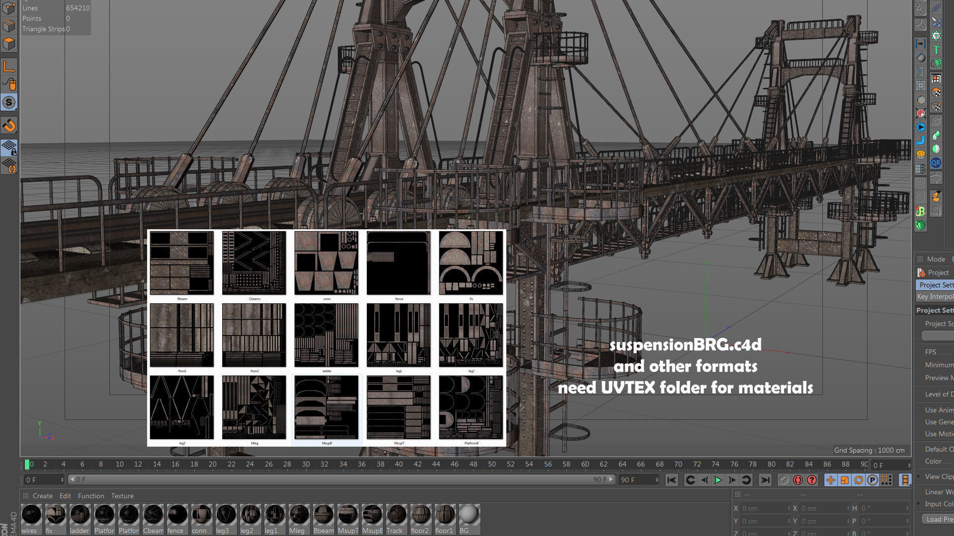 Railway Suspension Bridge 3D model_24