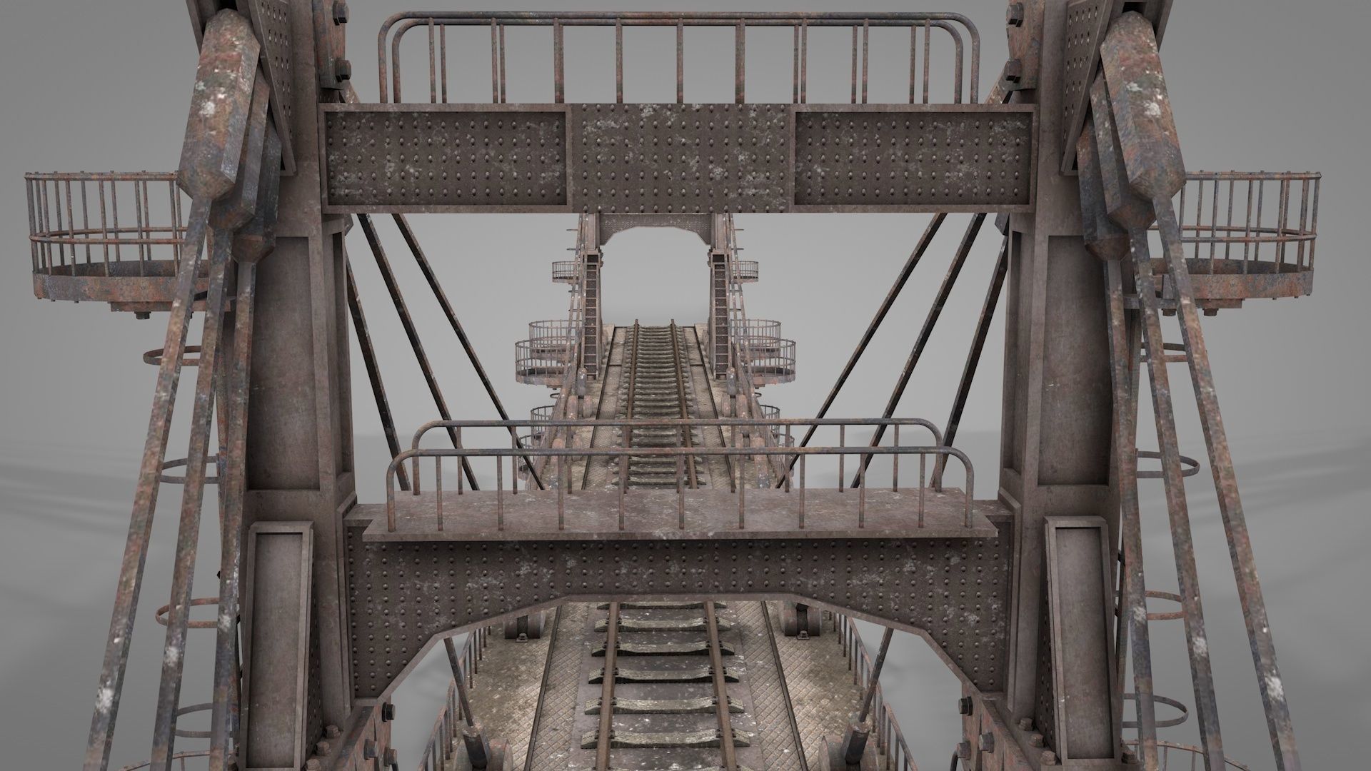 Railway Suspension Bridge 3D model_10