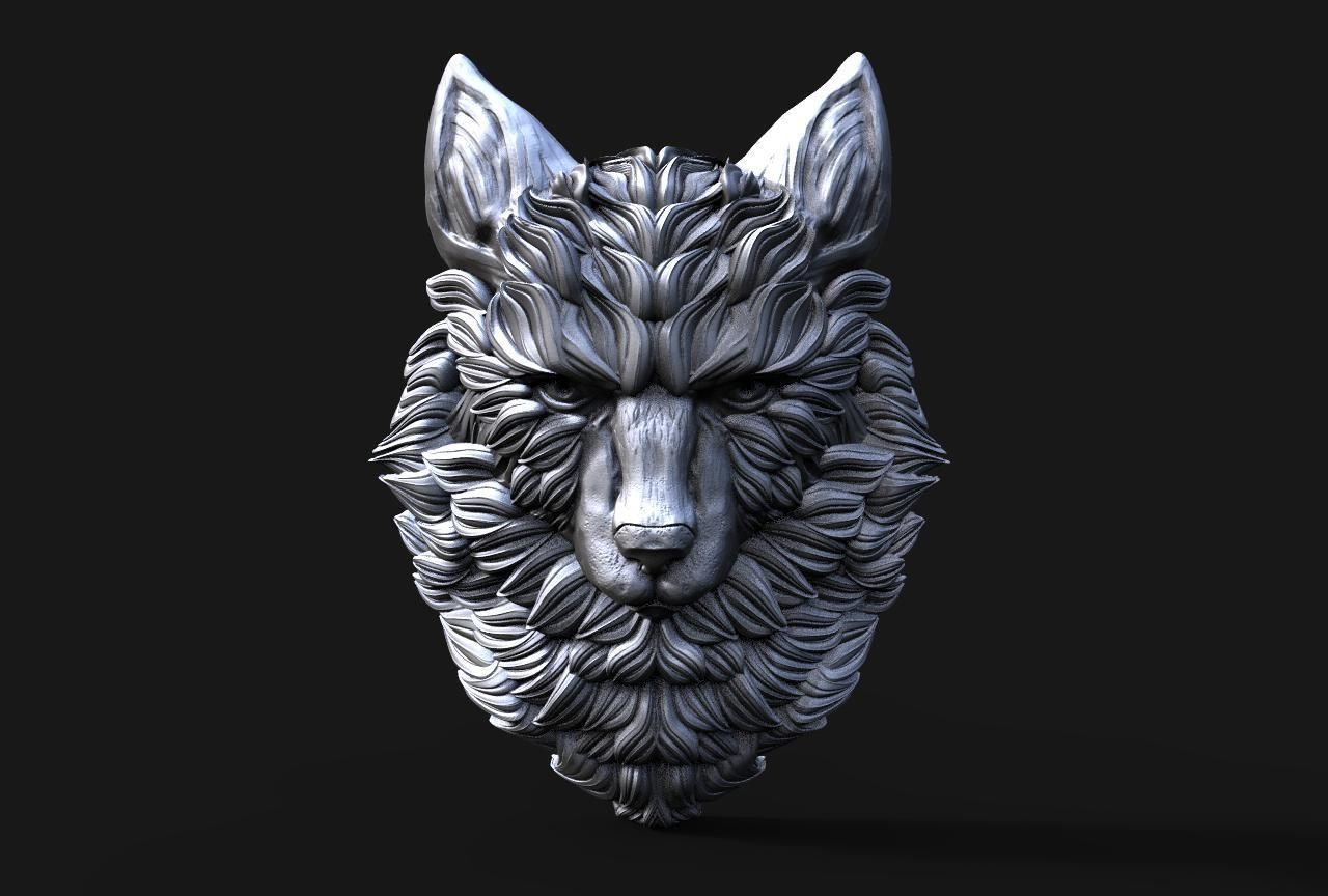Wolf pendant  3D print model_4