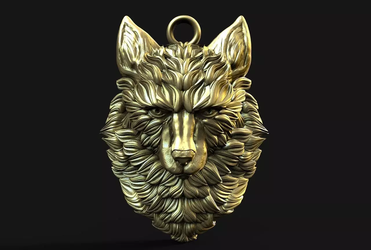 Wolf pendant  3D print model_0